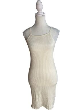 Zara Kids Rib Knit Bodycon Dress Ecru